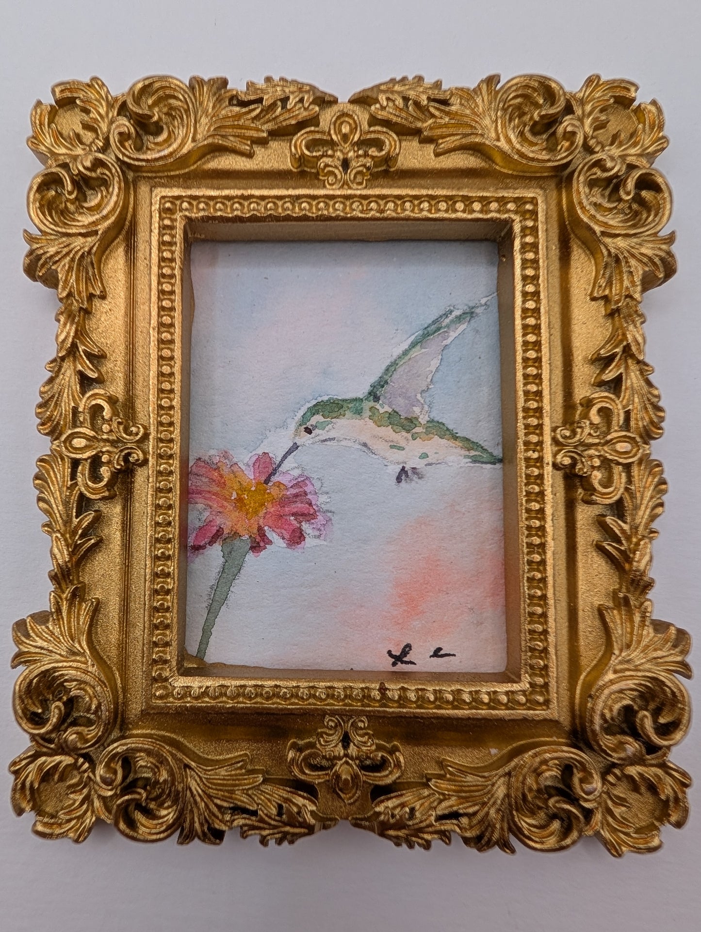 Mini Hummingbird Painting - Original Watercolor Art by Lora Cavallin