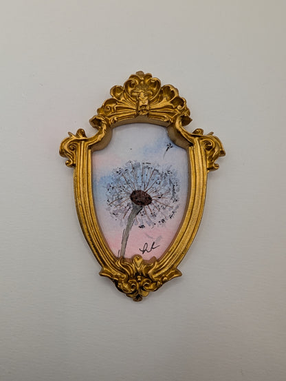Mini "Make a Wish" Dandelion Painting - Original Watercolor Art by Lora Cavallin