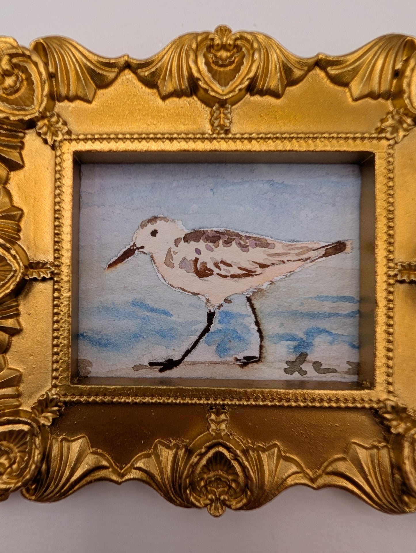 Mini Sandpiper Painting - Original Watercolor Art by Lora Cavallin