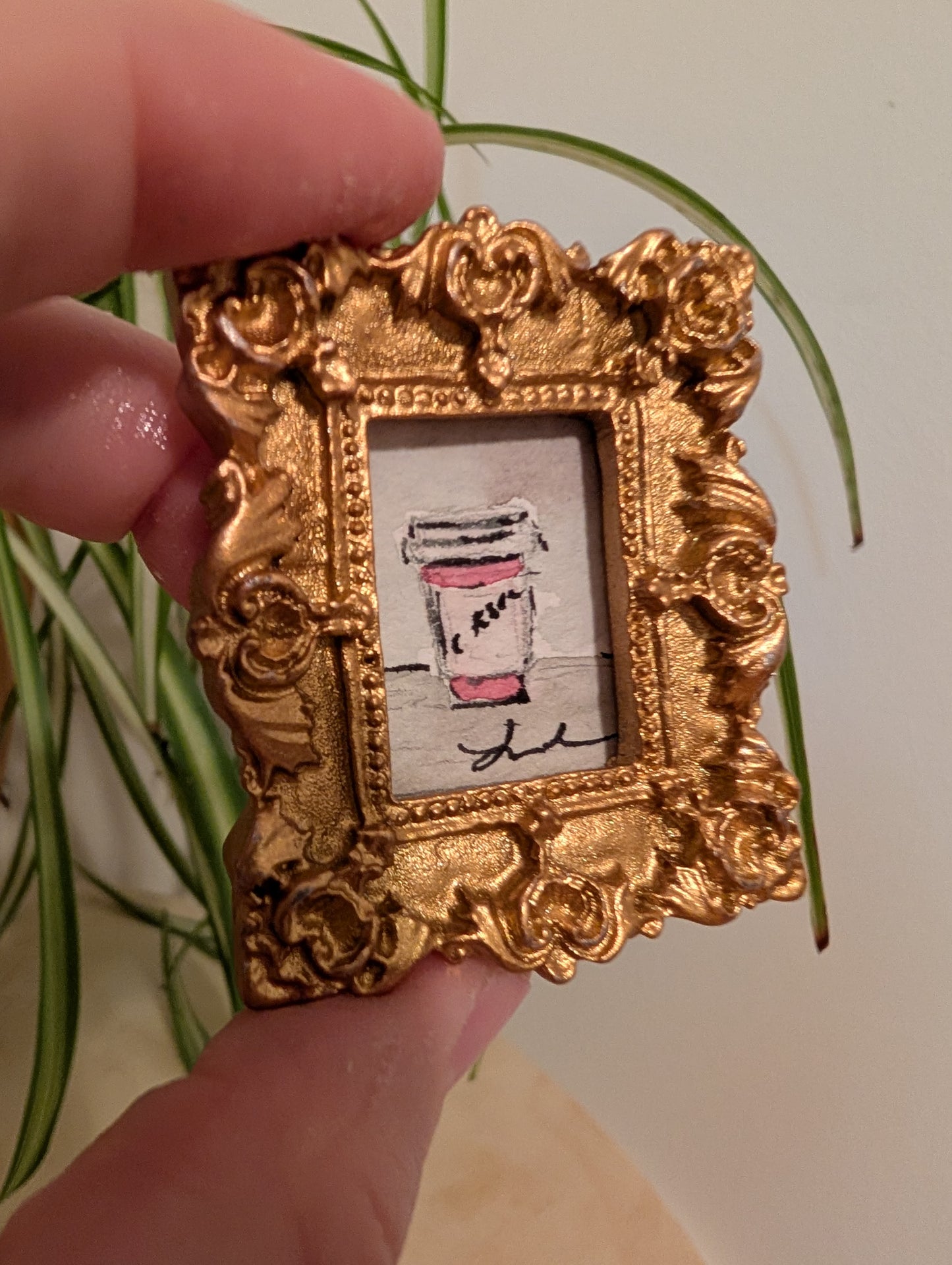 Mini Coffee Cup Painting - Original Watercolor Art by Lora Cavallin