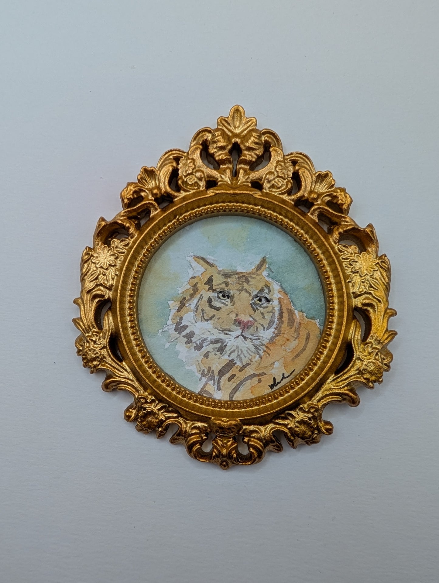 Mini Tiger Painting - Original Watercolor Art by Lora Cavallin