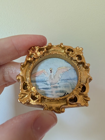Mini Swan Painting - Original Watercolor Art by Lora Cavallin