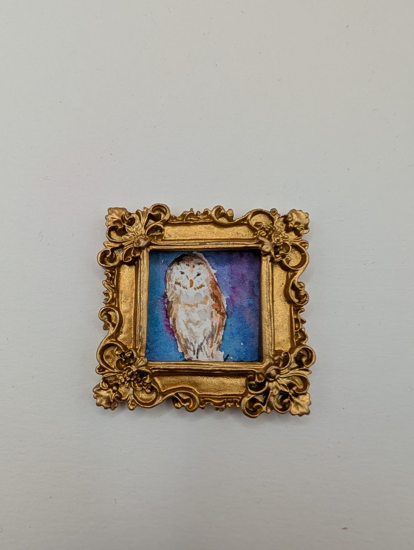 Mini Owl Painting - Original Watercolor Art by Lora Cavallin