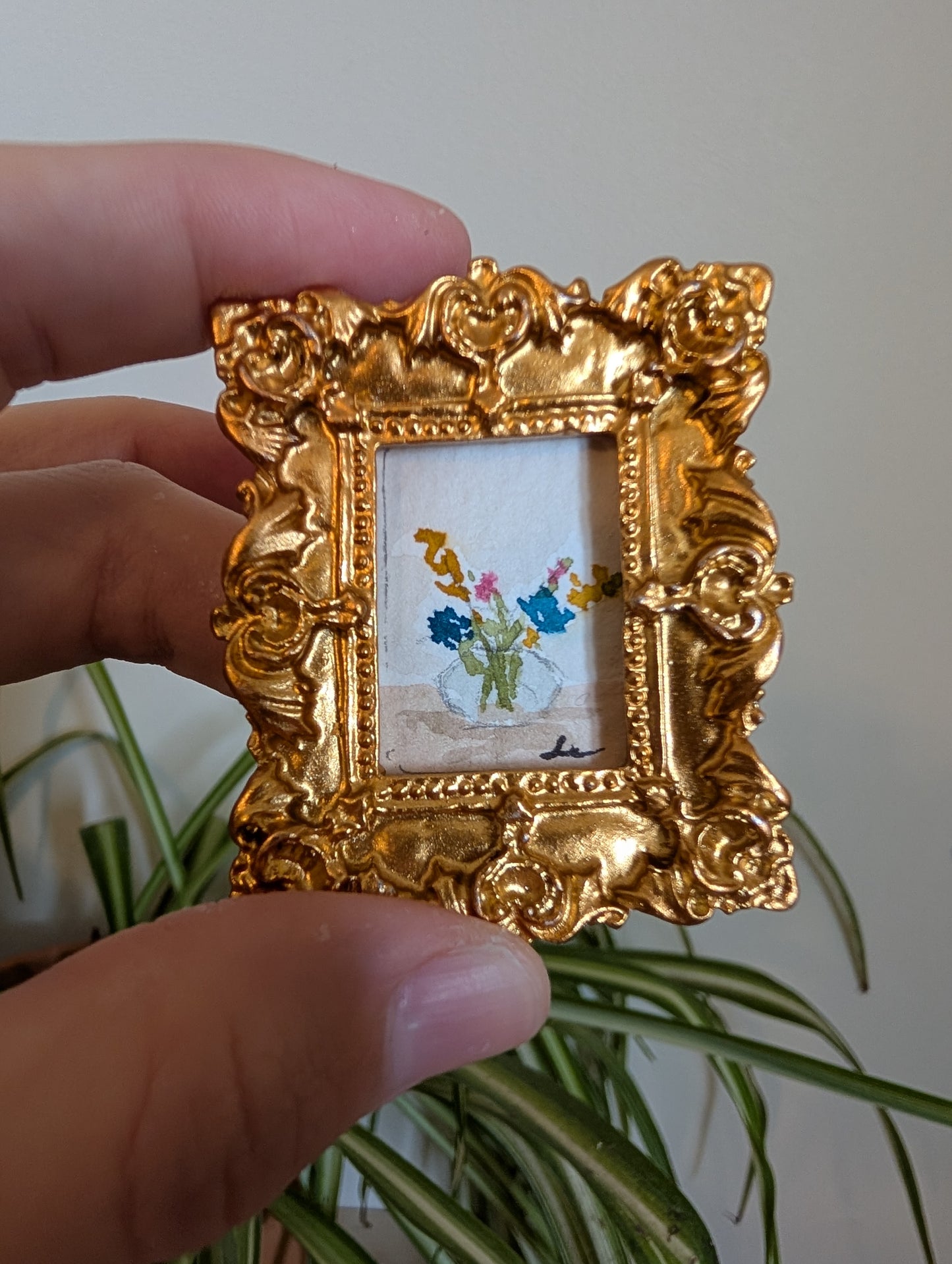 Mini Vase of Flowers Painting - Original Watercolor Art by Lora Cavallin