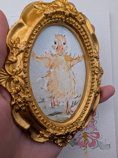 Mini Duck Painting - Original Watercolor Art by Lora Cavallin