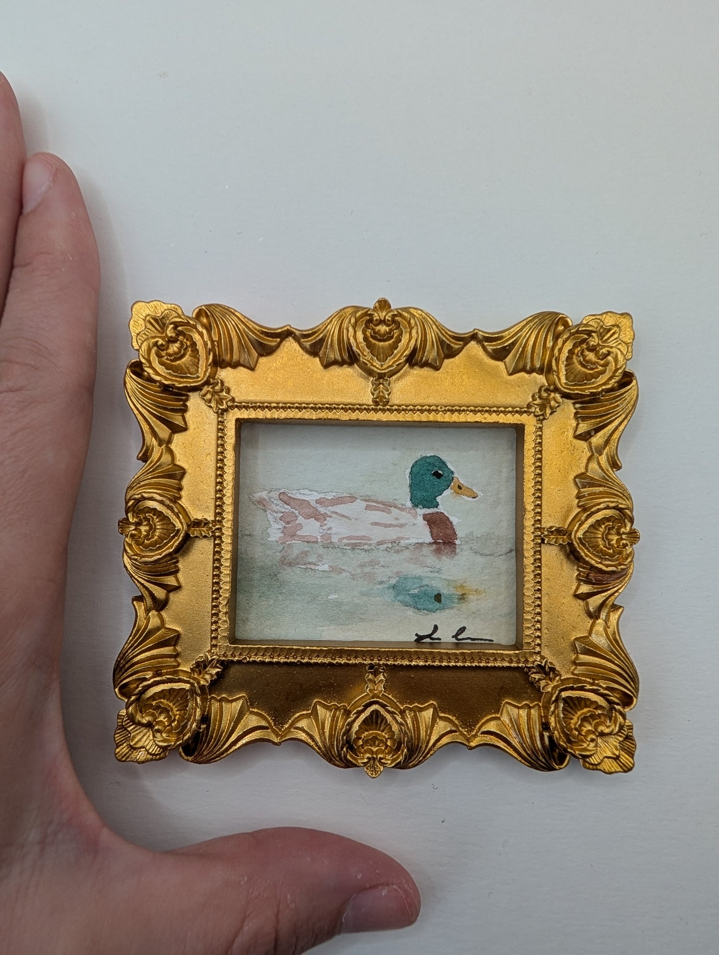 Mini Duck Painting - Original Watercolor Art by Lora Cavallin