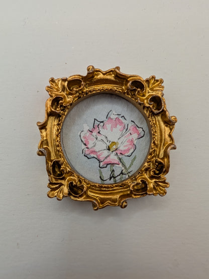 Mini Flower Painting - Original Watercolor Art by Lora Cavallin