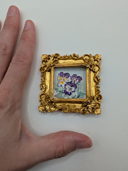 Mini Floral Painting - Original Watercolor Art by Lora Cavallin