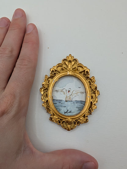 Mini Swan Painting - Original Watercolor Art by Lora Cavallin
