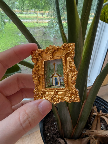 Mini Church Painting - Original Watercolor Art by Lora Cavallin