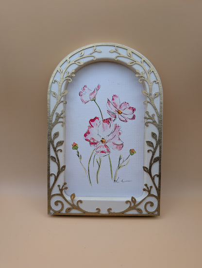 Loose Watercolor Floral Print - Arched Framed Print
