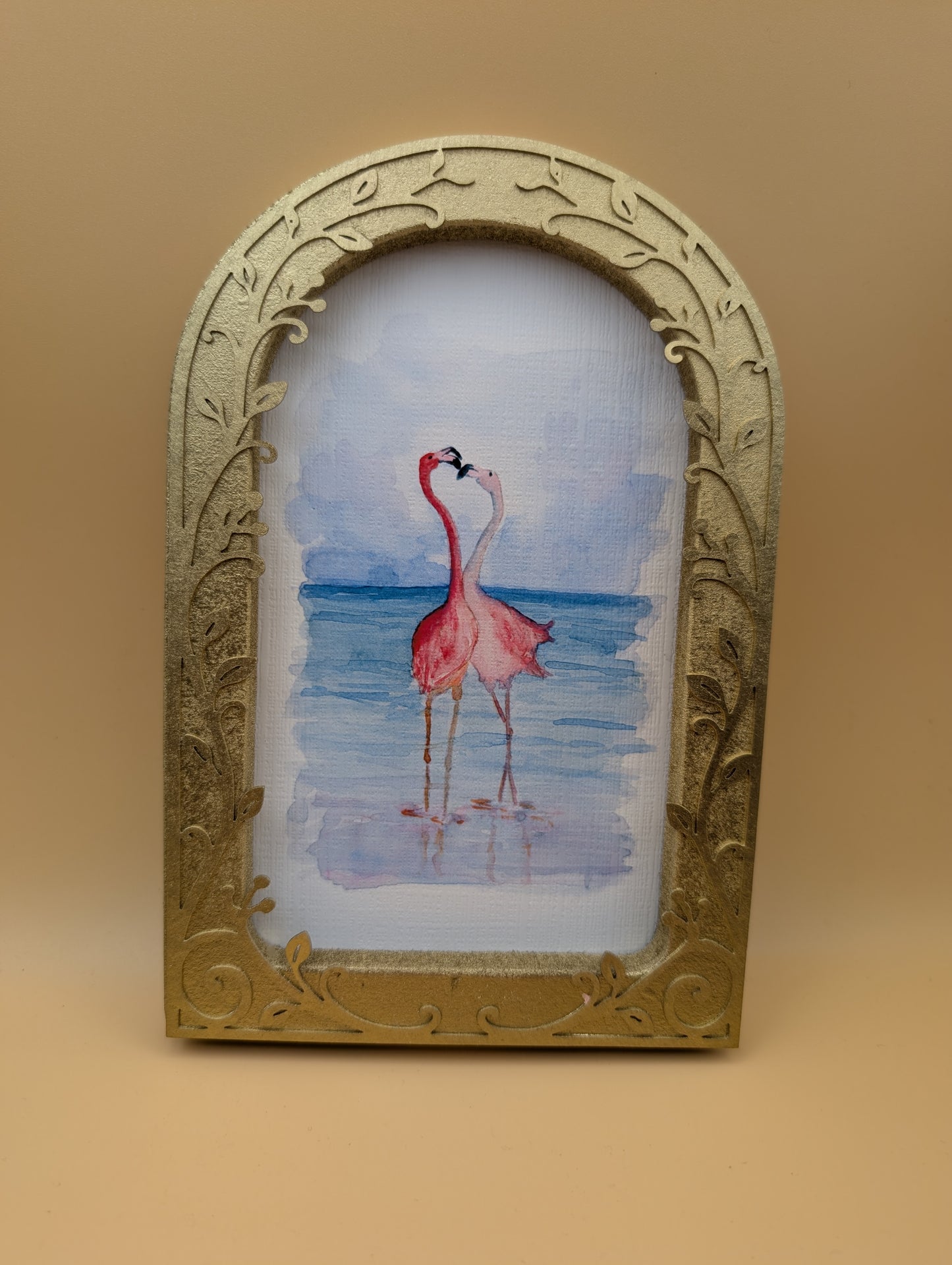 Flamingos in Love - Arched Frame