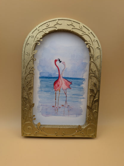 Flamingos in Love - Arched Frame