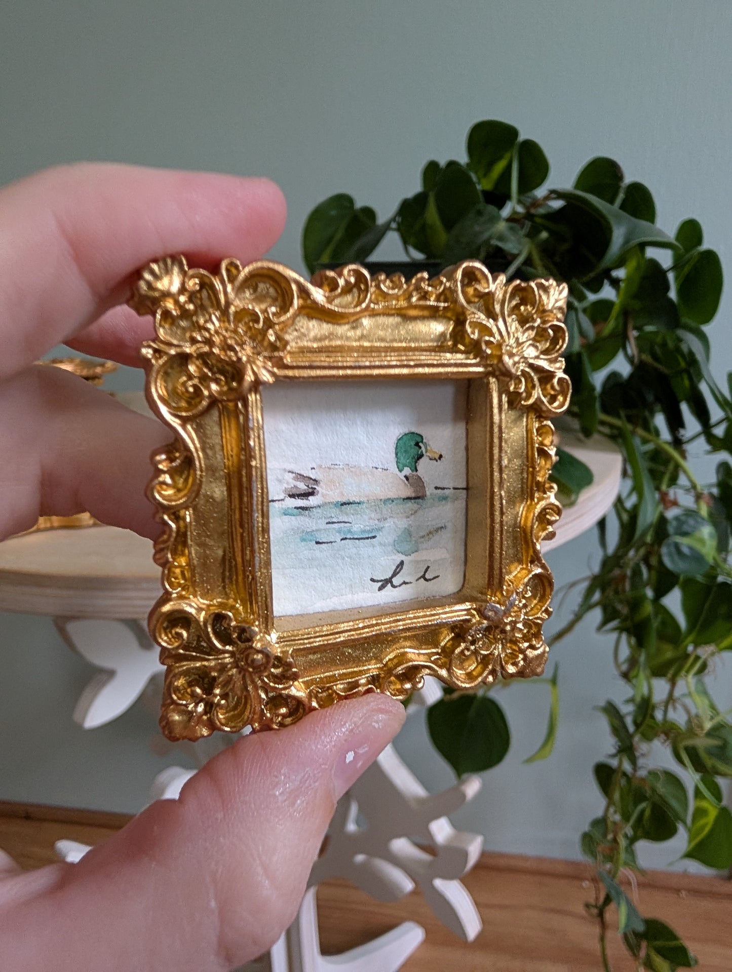 Mini Duck Painting - Original Watercolor Art by Lora Cavallin