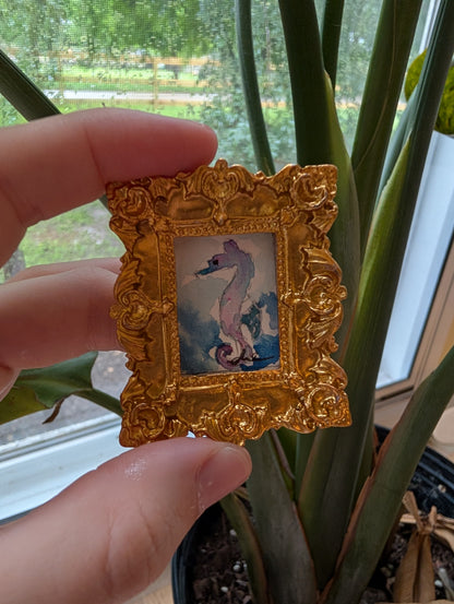 Mini Seahorse Painting - Original Watercolor Art by Lora Cavallin