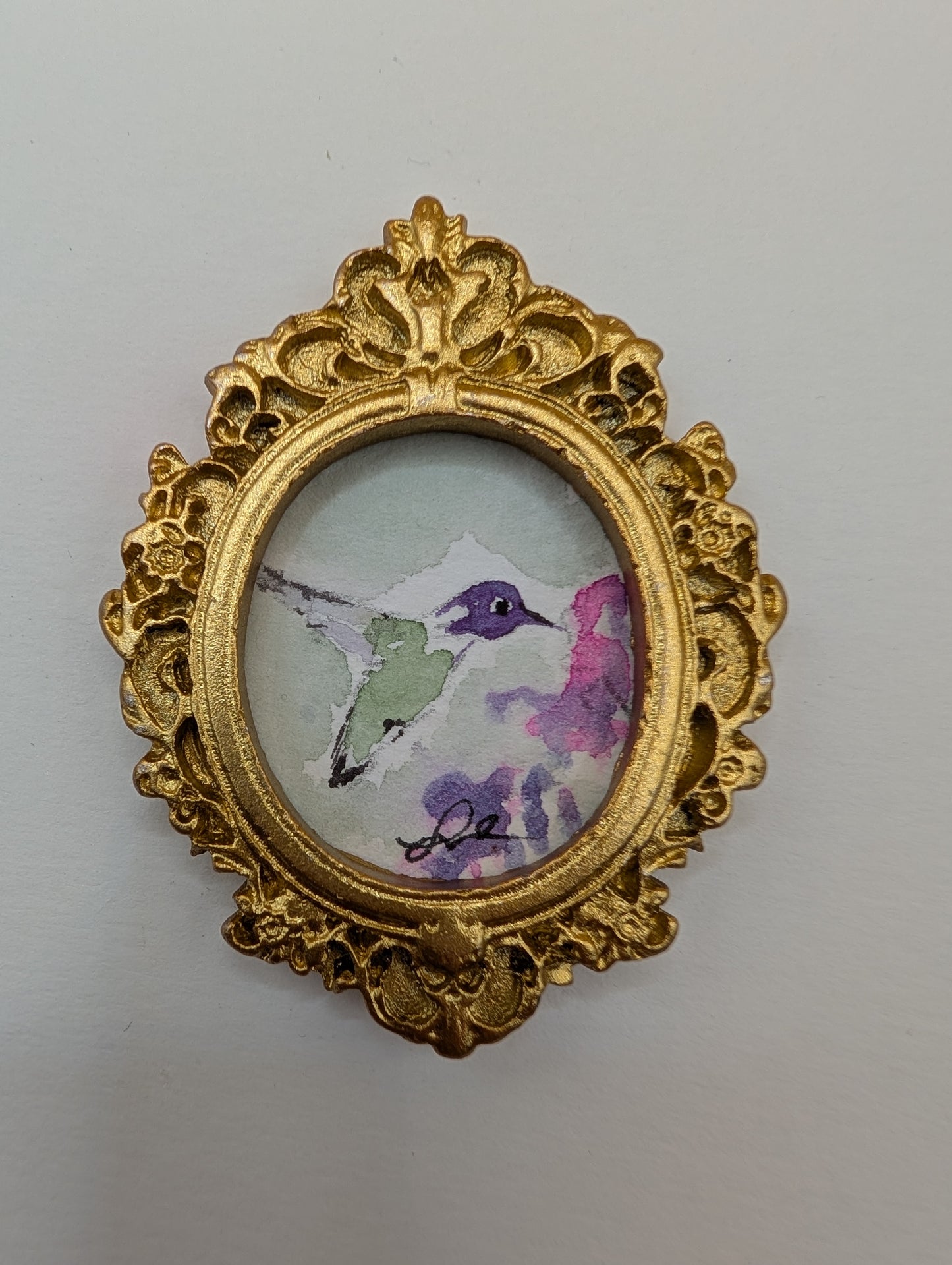 Mini Hummingbird Painting - Original Watercolor Art by Lora Cavallin