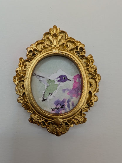 Mini Hummingbird Painting - Original Watercolor Art by Lora Cavallin