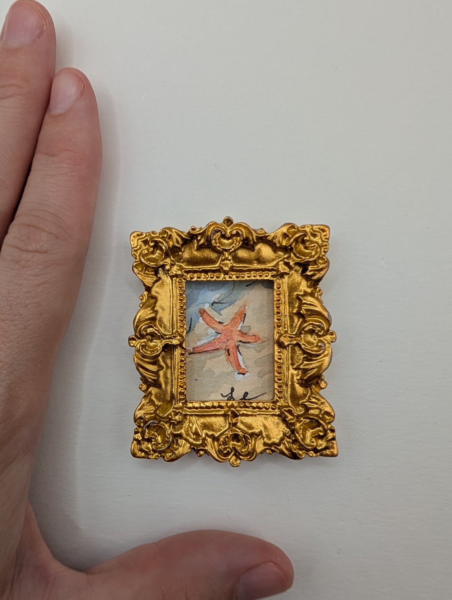 Mini Starfish Painting - Original Watercolor Art by Lora Cavallin