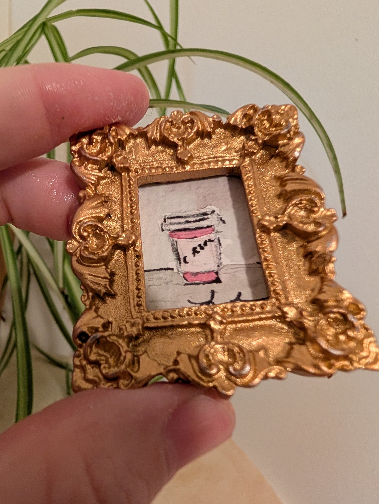 Mini Coffee Cup Painting - Original Watercolor Art by Lora Cavallin
