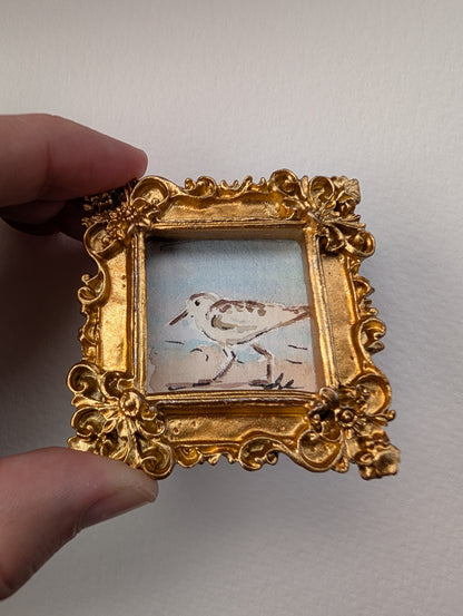 Mini Sandpiper Painting - Original Watercolor Art by Lora Cavallin
