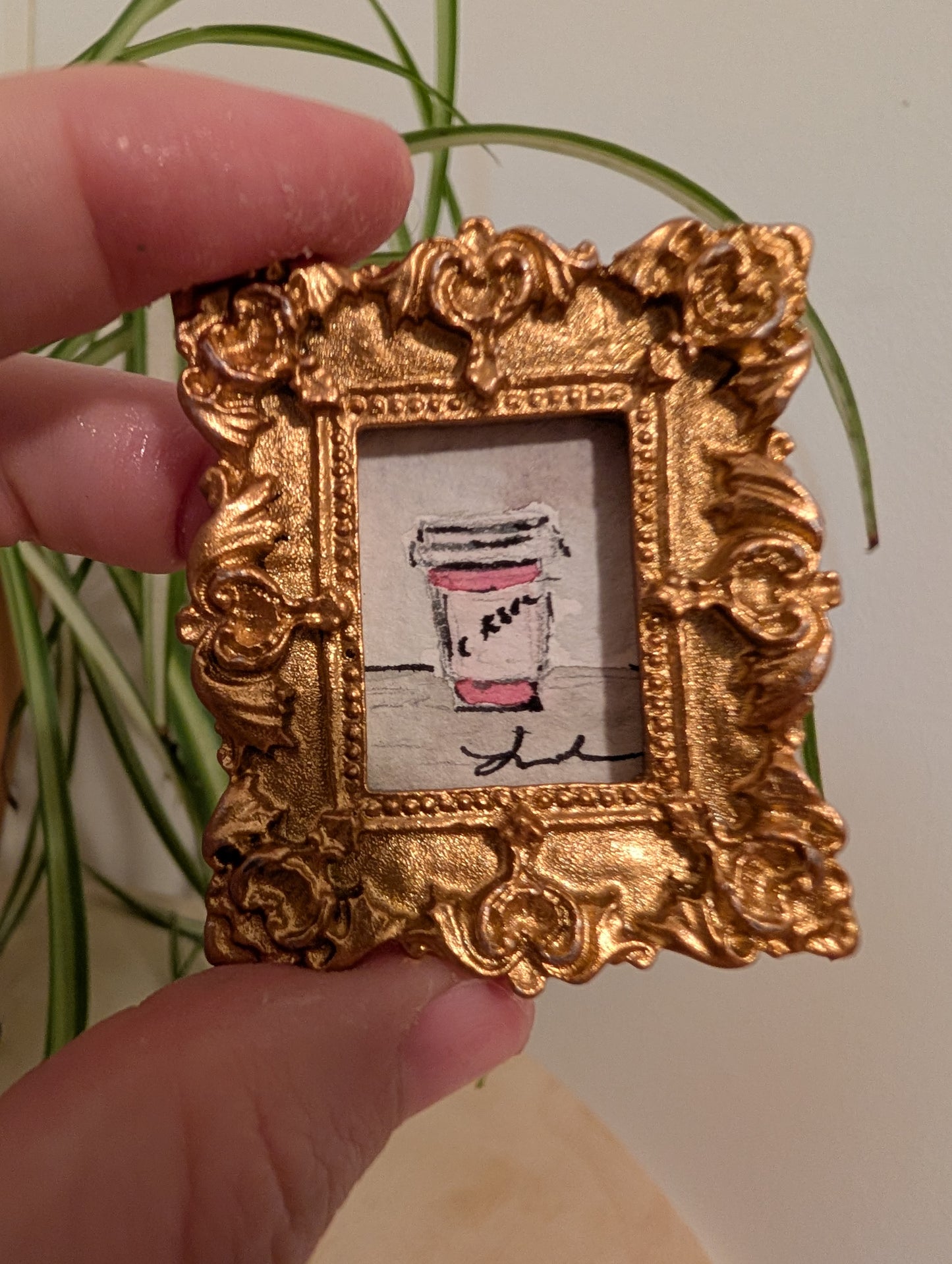 Mini Coffee Cup Painting - Original Watercolor Art by Lora Cavallin