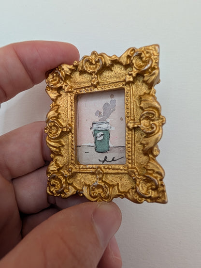 Mini Cup of Coffee Painting - Original Watercolor Art by Lora Cavallin