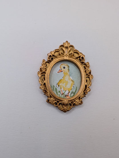 Mini Baby Duck Painting - Original Watercolor Art by Lora Cavallin
