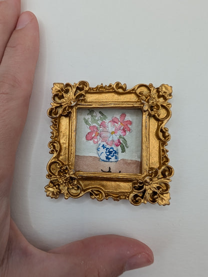 Mini Vase of Flowers Painting - Original Watercolor Art by Lora Cavallin