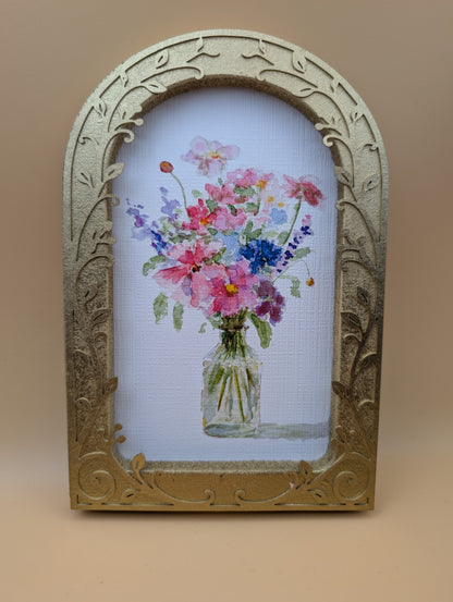 Flowers in Vase - Arched Frame