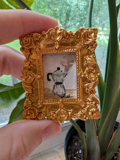 Mini Mocha Coffee Painting - Original Watercolor Art by Lora Cavallin