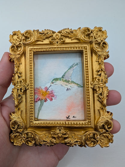 Mini Hummingbird Painting - Original Watercolor Art by Lora Cavallin