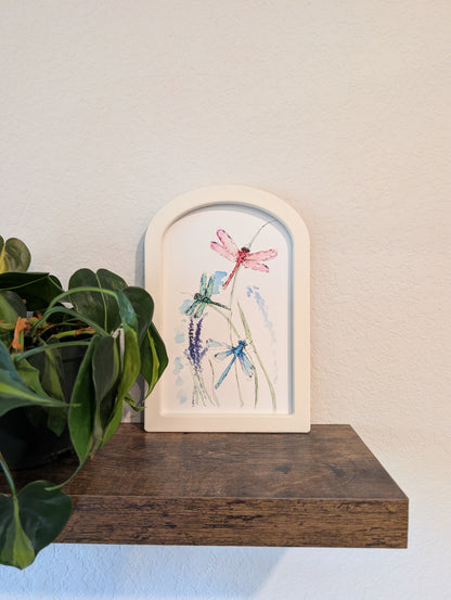 Colorful Dragonflies - Large Arched Framed Print