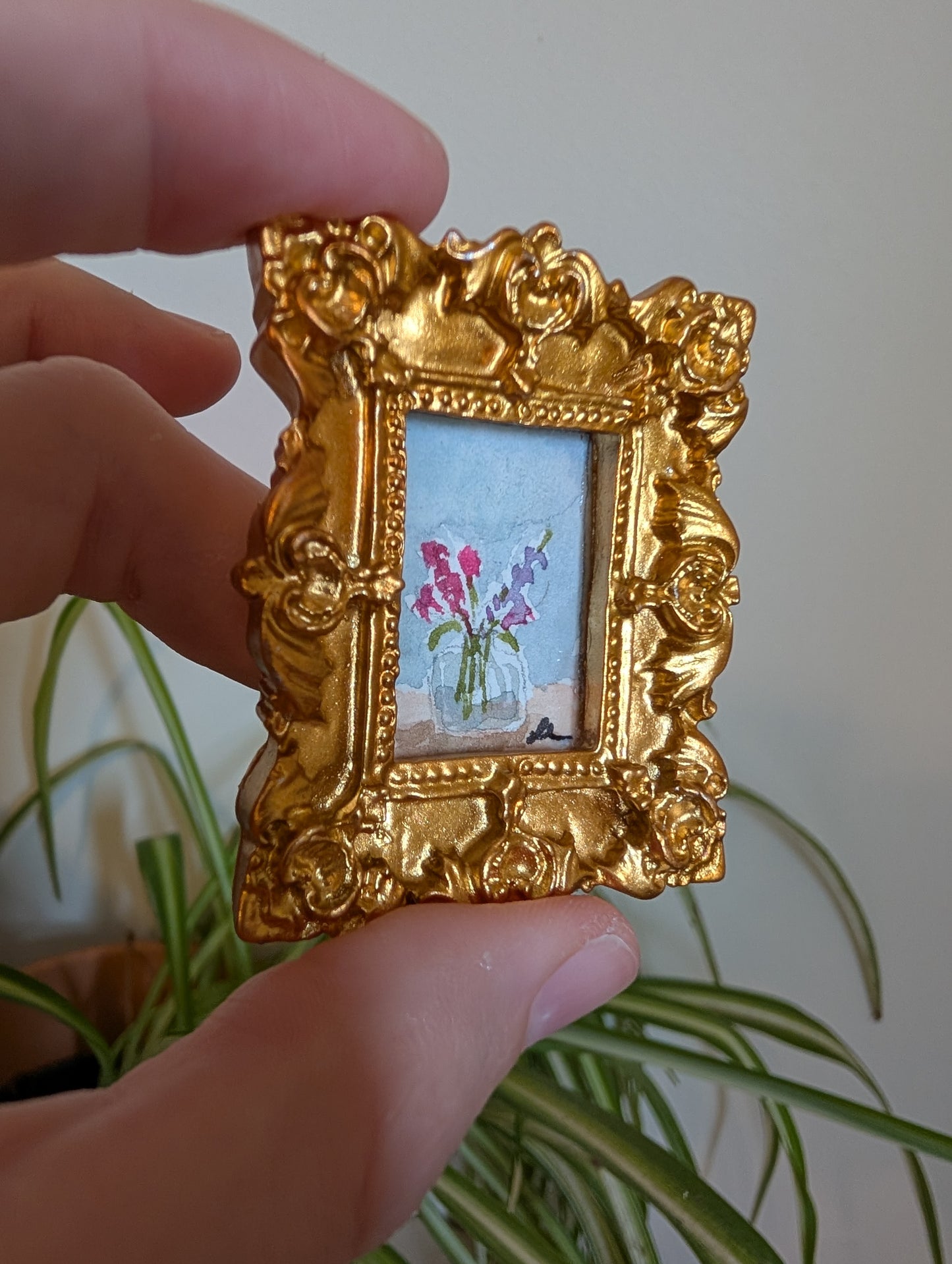 Mini Vase of Flowers Painting - Original Watercolor Art by Lora Cavallin