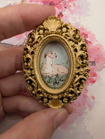 Mini Whippet Painting - Original Watercolor Art by Lora Cavallin