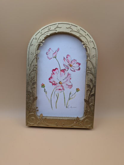 Loose Watercolor Floral Print - Arched Framed Print