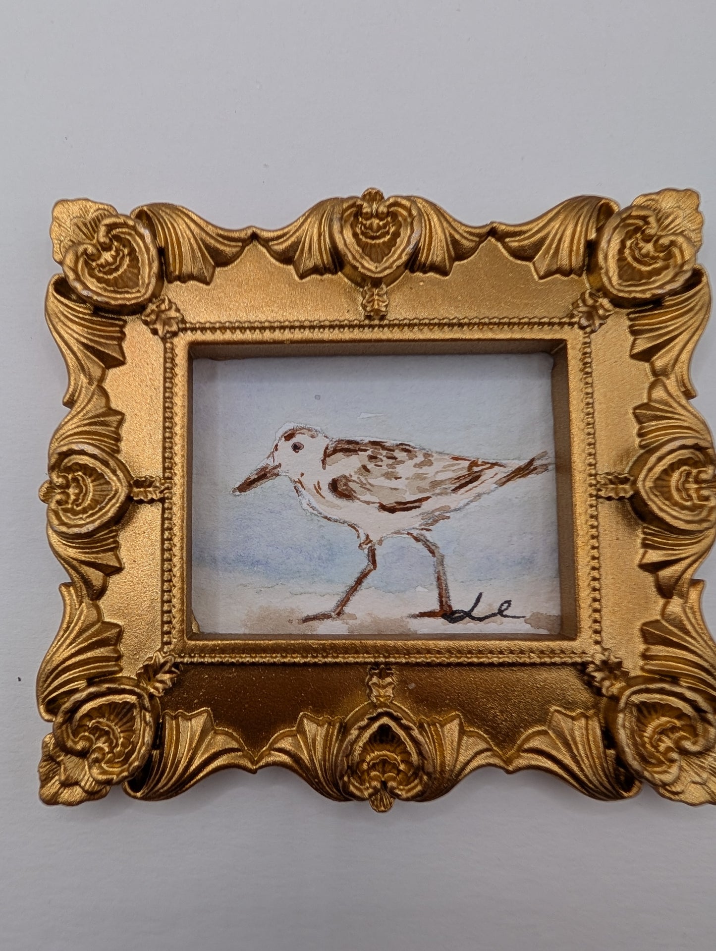 Mini Sandpiper Painting - Original Watercolor Art by Lora Cavallin