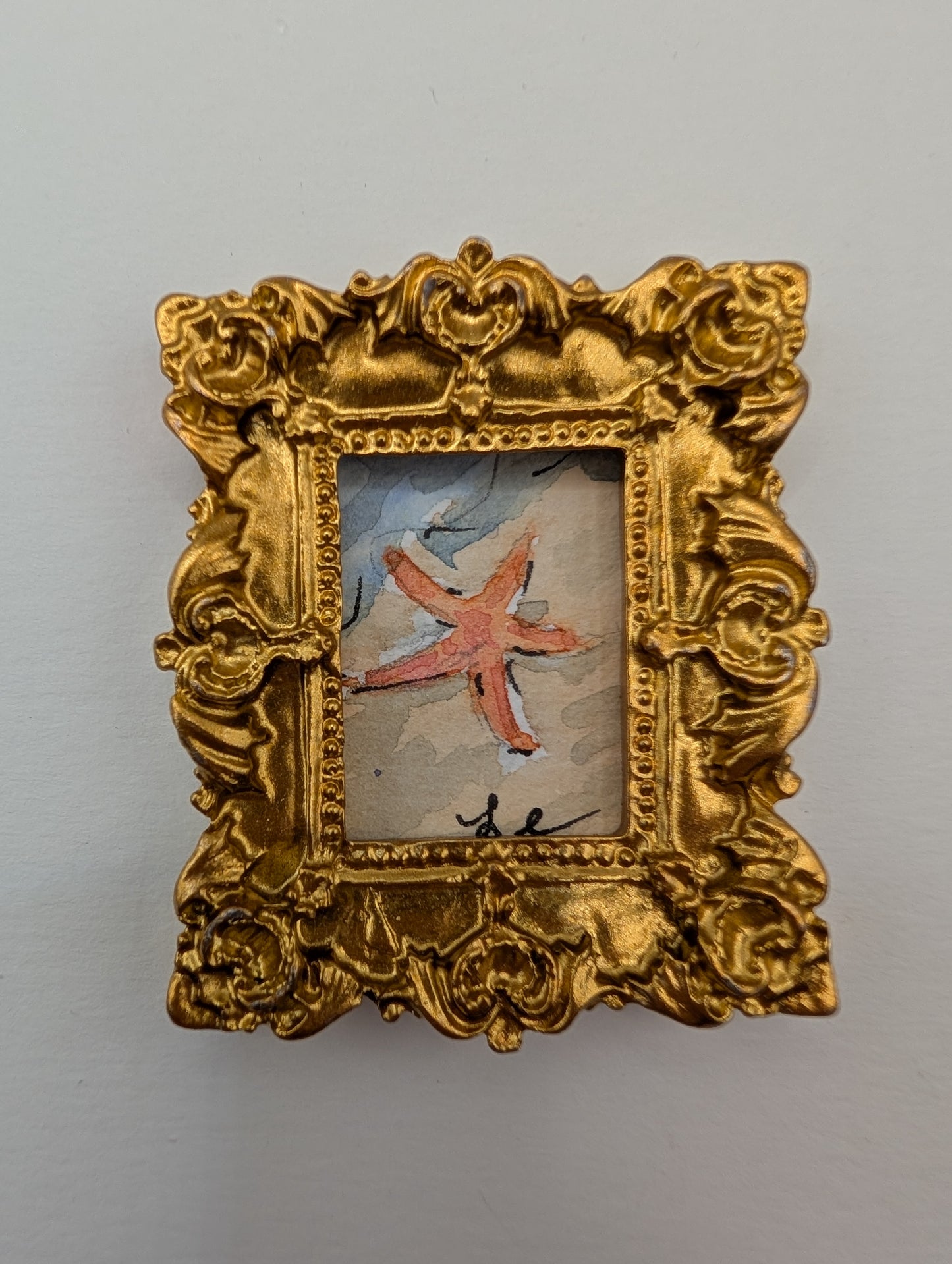 Mini Starfish Painting - Original Watercolor Art by Lora Cavallin