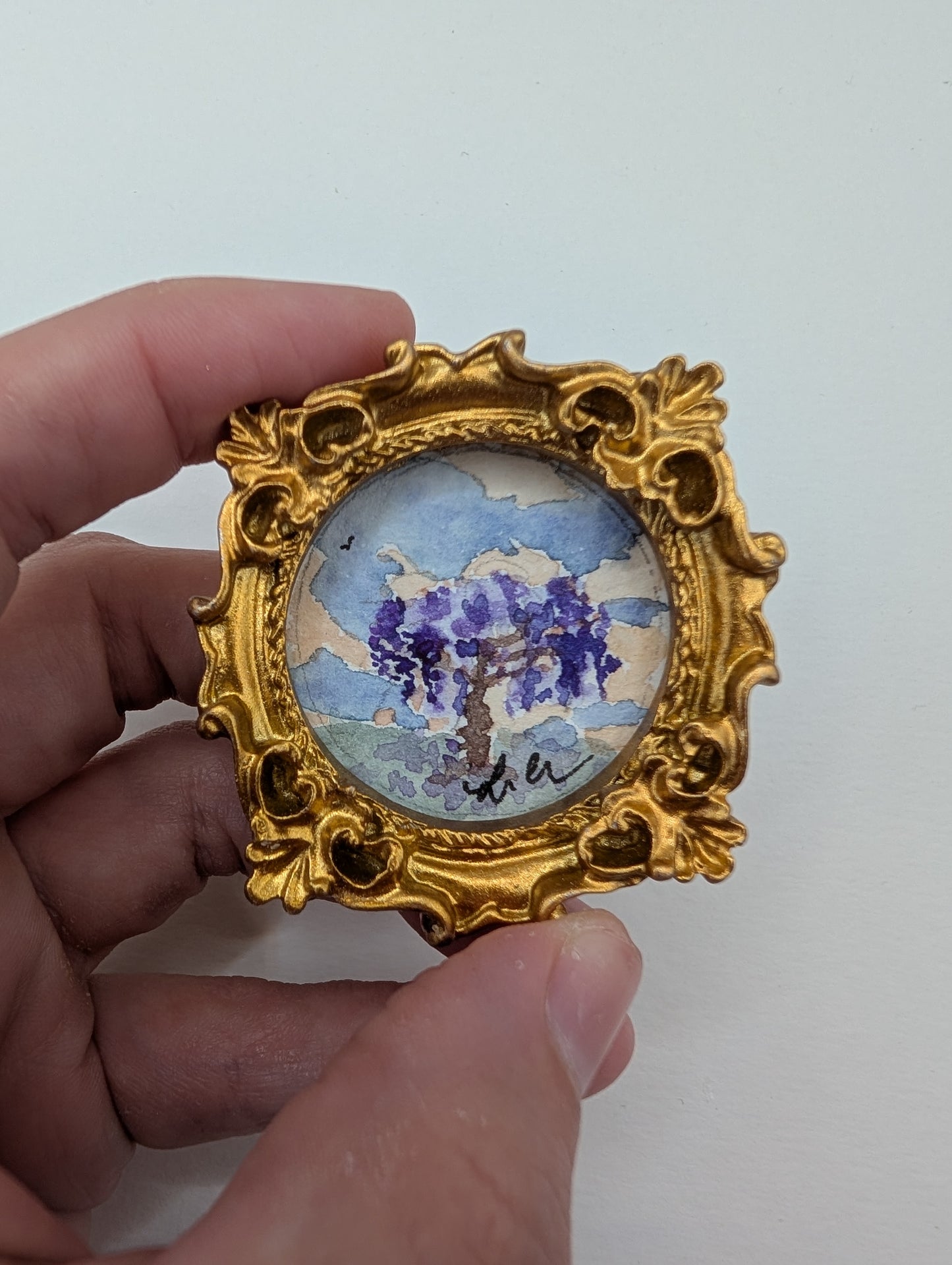 Mini Wisteria Painting - Original Watercolor Art by Lora Cavallin