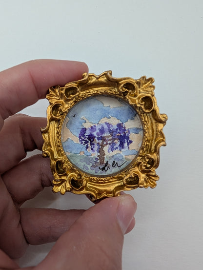 Mini Wisteria Painting - Original Watercolor Art by Lora Cavallin