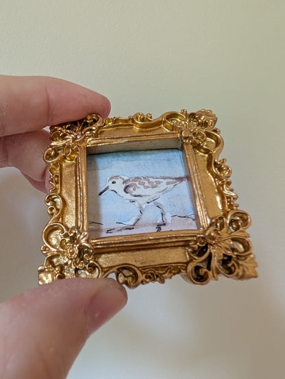 Mini Sandpiper Bird Painting - Original Watercolor Art by Lora Cavallin