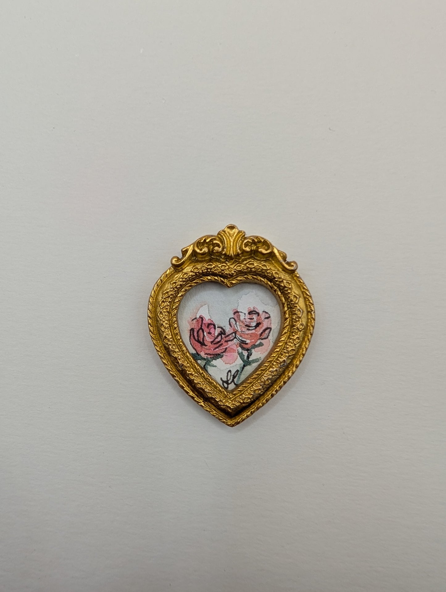 Mini Rose Floral Painting - Original Watercolor Art by Lora Cavallin