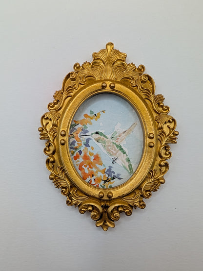 Mini Hummingbird Painting - Original Watercolor Art by Lora Cavallin