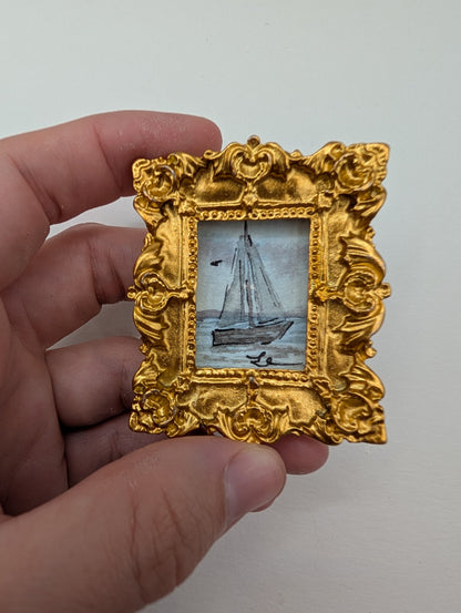 Mini Sailboat Painting - Original Watercolor Art by Lora Cavallin