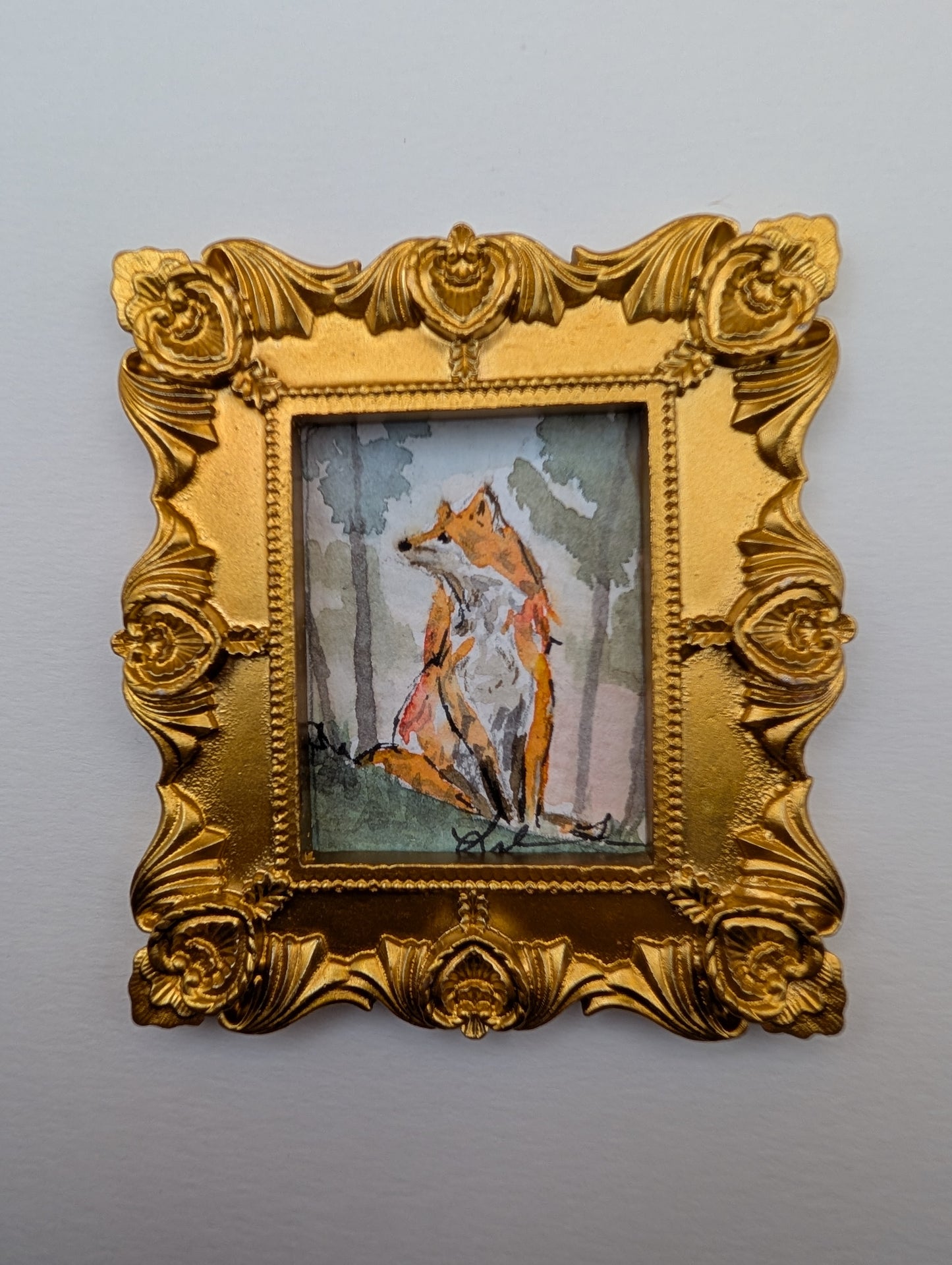 Mini Fox Painting - Original Watercolor Art by Lora Cavallin