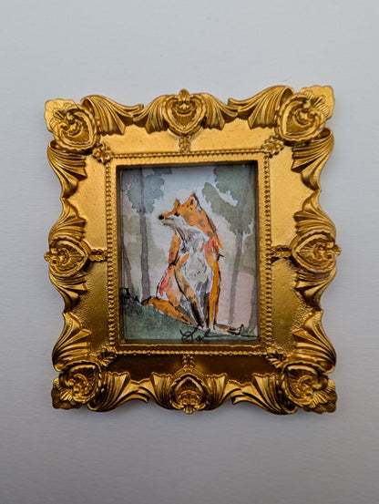 Mini Fox Painting - Original Watercolor Art by Lora Cavallin