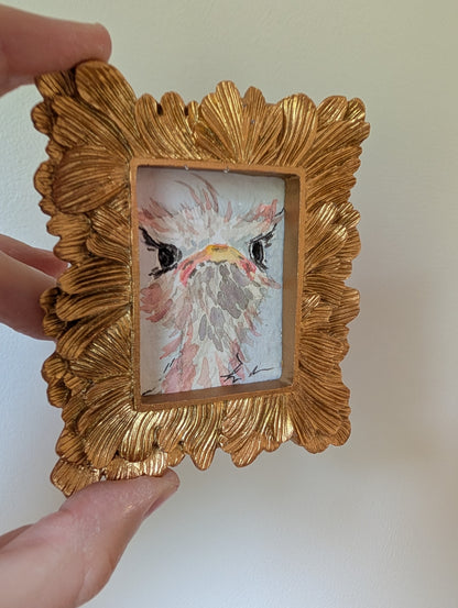 Mini Ostrich Painting - Original Watercolor Art by Lora Cavallin