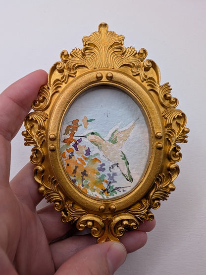 Mini Hummingbird Painting - Original Watercolor Art by Lora Cavallin