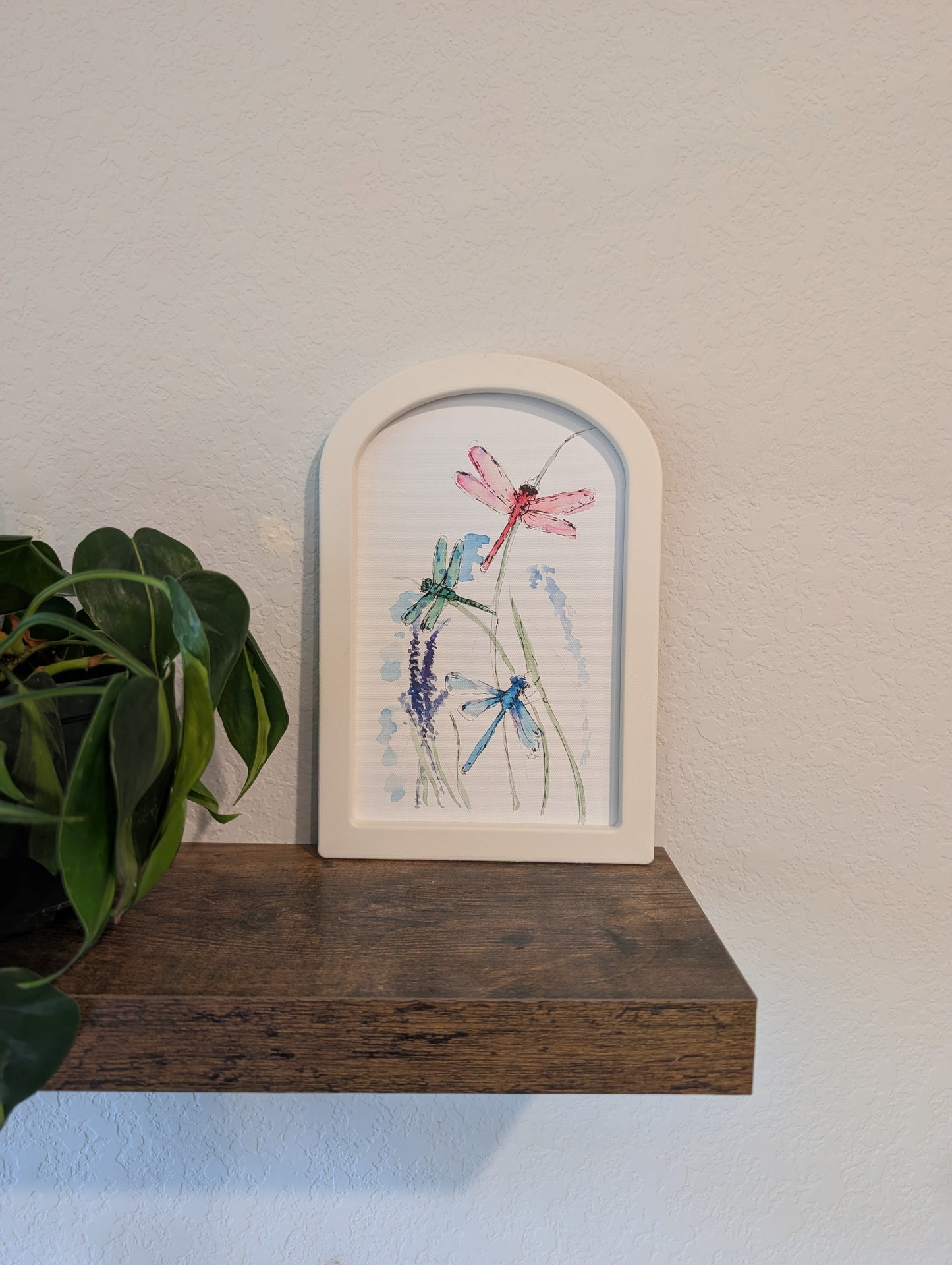 Colorful Dragonflies - Large Arched Framed Print