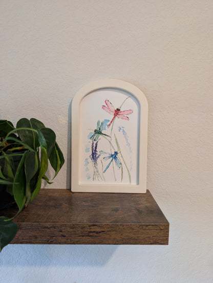 Colorful Dragonflies - Large Arched Framed Print