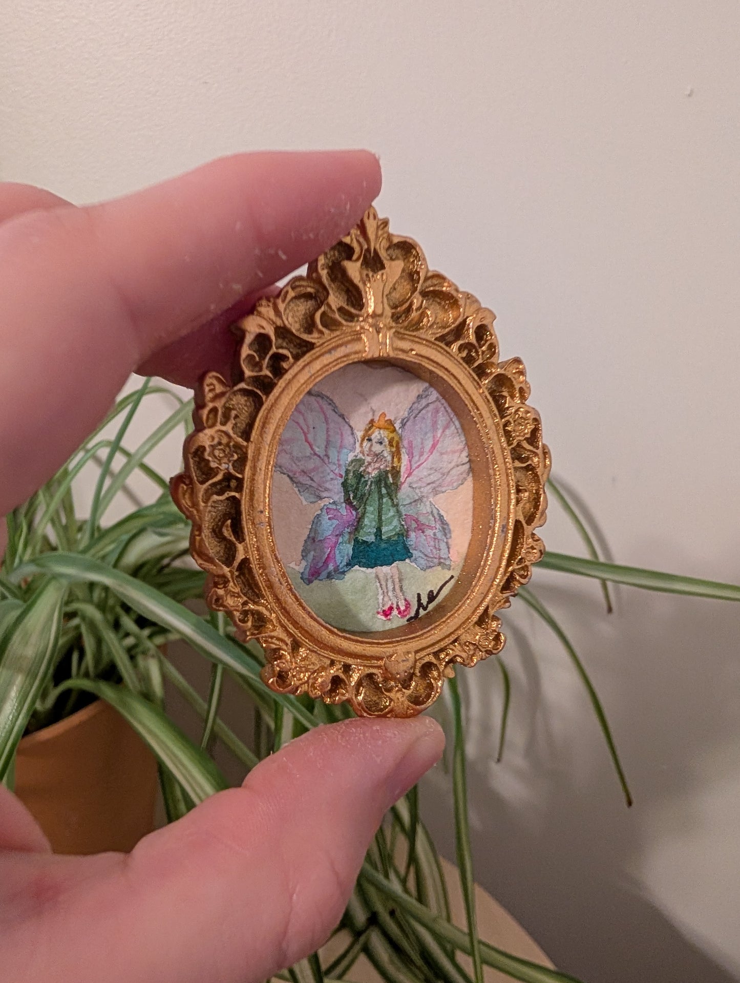 Mini Fairy Painting - Original Watercolor Art by Lora Cavallin
